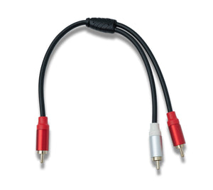 SYSTEM-S Y Cinch RCA Kabel 25 cm 1 polig Stecker zu 2x Stecker Audio in Schwarz