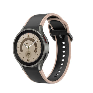 SYSTEM-S Armband 20 mm aus Silikon für Samsung Galaxy Watch 5 4 Smartwatch Beige Schwarz