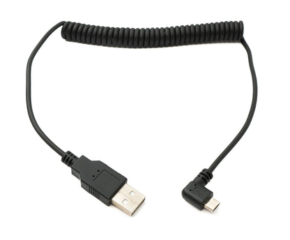 SYSTEM-S USB 2.0 Kabel 120 cm Typ A Stecker zu Micro B Stecker Spirale Winkel in Schwarz