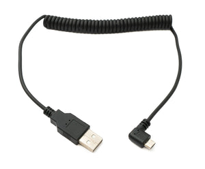 Cable USB 2.0 120 cm tipo A macho a micro B macho ángulo espiral en color negro