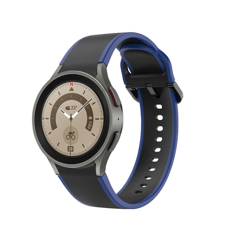 SYSTEM-S Armband 20 mm aus Silikon für Samsung Galaxy Watch 5 4 Smartwatch Blau Schwarz