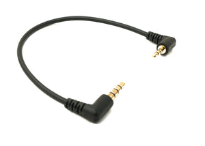 Câble audio SYSTEM-S 15 cm prise jack 2,5 mm vers prise coudée 3,5 mm adaptateur AUX noir