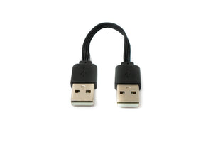 SYSTEM-S USB 2.0 Kabel 10 cm Typ A Stecker zu Stecker Adapter kurz flach in Schwarz