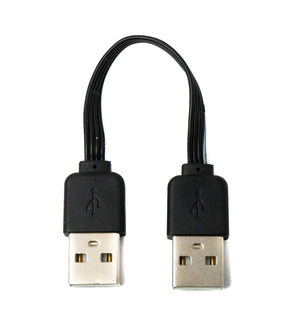 SYSTEM-S USB 2.0 Kabel 10 cm Typ A Stecker zu Stecker Adapter kurz flach in Schwarz