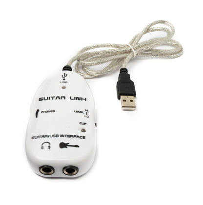 SYSTEM-S Gitarre Interface 1 m 6.35 mm Klinke Buchse zu Buchse & USB 2.0 Stecker Adapter