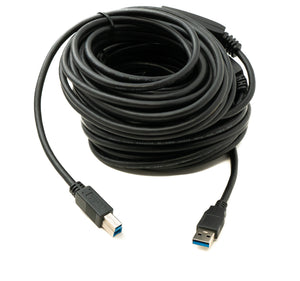SYSTEM-S USB 3.0 Repeater Kabel 20 m Typ A Stecker zu B Stecker Adapter in Schwarz