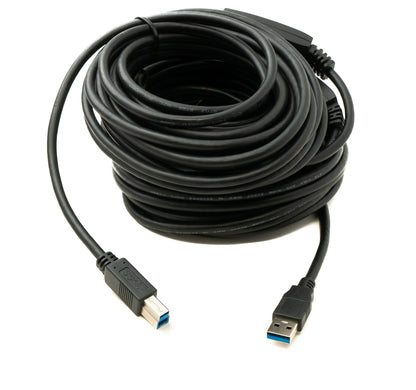 SYSTEM-S USB 3.0 Repeater Cable 20 m Type A Male to B Male Adapter in Black