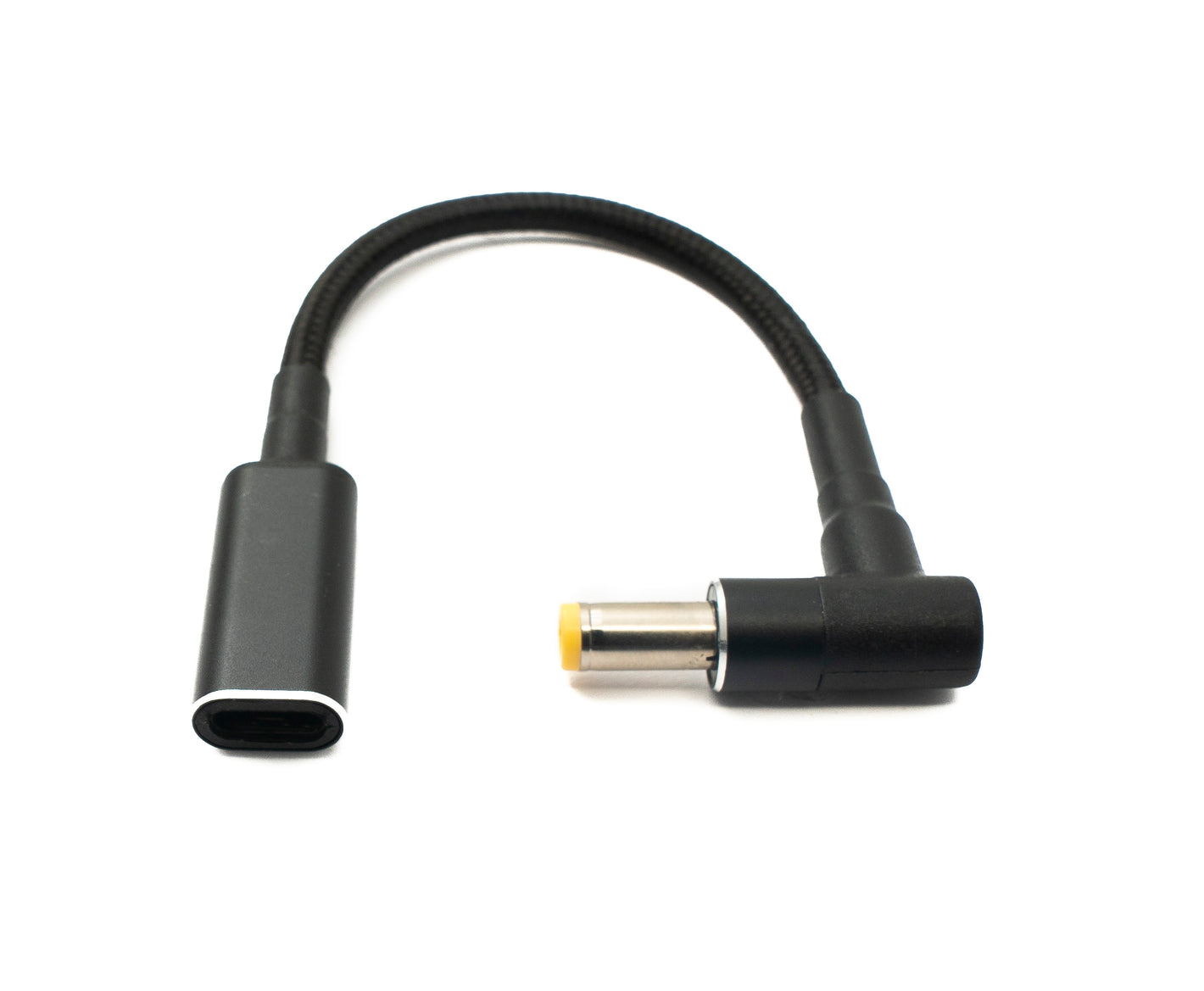 SYSTEM-S DC 20V Kabel 15 cm 5,5 x 2,5 Stecker zu USB 3.1 Typ C Buchse geflochten Winkel