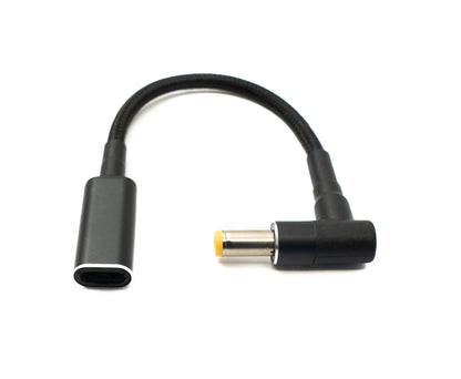 SYSTEM-S DC 20V Kabel 15 cm 5,5 x 2,5 Stecker zu USB 3.1 Typ C Buchse geflochten Winkel