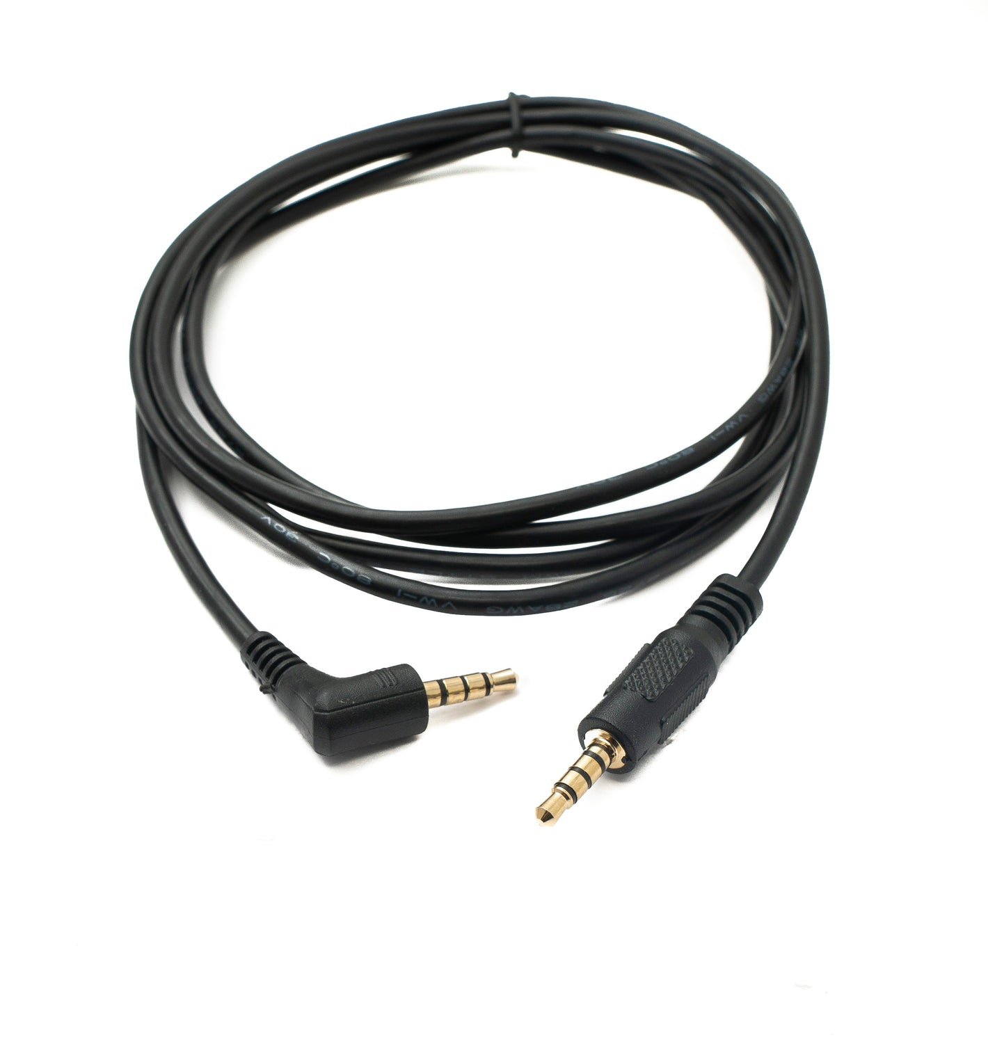 SYSTEM-S Audio Klinke Kabel 180 cm 3,5 mm TRRS Stecker zu Stecker Winkel AUX Schwarz