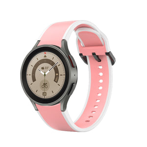 Correa de silicona de 20 mm para smartwatch Samsung Galaxy Watch 5 4 en color blanco rosa