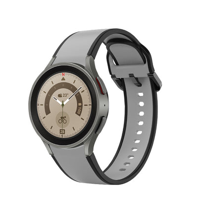 SYSTEM-S Armband 20 mm aus Silikon für Samsung Galaxy Watch 5 4 Smartwatch Schwarz Grau