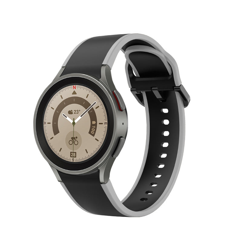 SYSTEM-S Armband 20 mm aus Silikon für Samsung Galaxy Watch 5 4 Smartwatch Grau Schwarz