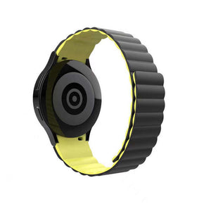 Bracelet magnétique en silicone 20 mm pour Samsung Galaxy Watch 5 4 Noir Jaune