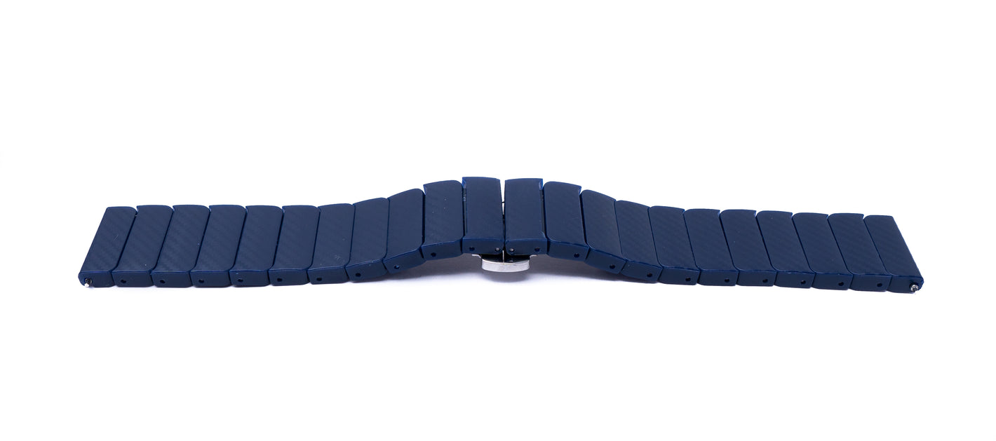 Bracciale 20 mm in PC con chiusura pieghevole a farfalla per smartwatch in blu