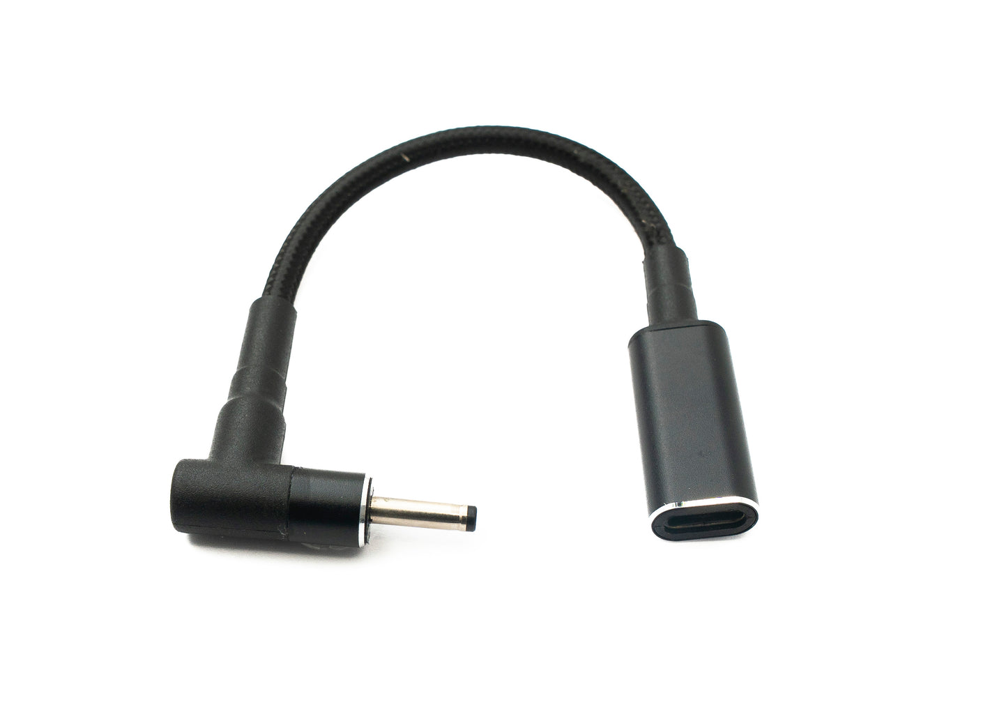 SYSTEM-S DC 20V Kabel 15 cm 3,0 x 1,1 Stecker zu USB 3.1 Typ C Buchse geflochten Winkel