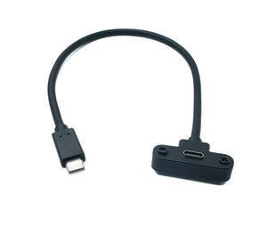 SYSTEM-S USB 3.1 Gen 2 Kabel 30 cm Typ C Stecker zu Buchse Flat Panel Mount 10 Gbit/s 100W