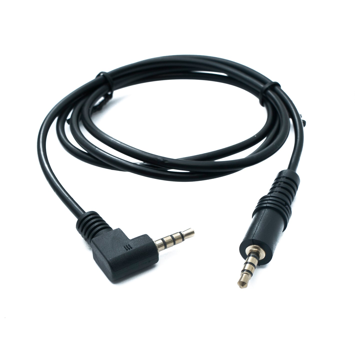 SYSTEM-S Audio Klinke Kabel 100 cm 3,5 mm TRRS Stecker zu Stecker Winkel AUX Schwarz
