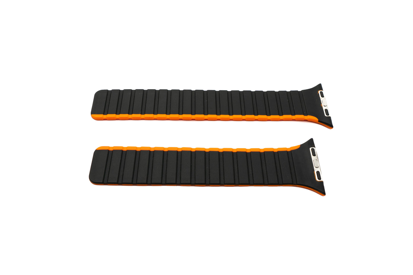 Bracelet SYSTEM-S 42 44 45 49 mm en silicone flexible magnétique pour Apple Watch Smartwatch Noir Orange