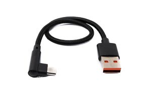 Cable USB 2.0 25cm Micro B macho a 2.0 A macho ángulo trenzado en negro