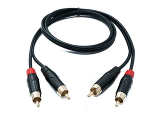 SYSTEM-S Audio Cinch 2 RCA cable 100 cm 2-pin male to male adapter in black