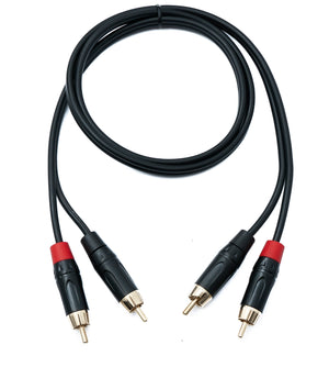 SYSTEM-S Audio Cinch 2 RCA Kabel 100 cm 2 polig Stecker zu Stecker Adapter in Schwarz