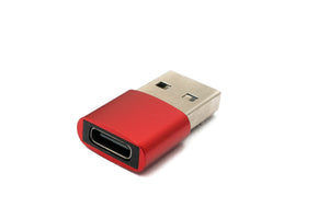 Adaptateur SYSTEM-S USB 3.1 type C femelle vers 2.0 type A mâle en rouge