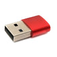 Adaptateur SYSTEM-S USB 3.1 type C femelle vers 2.0 type A mâle en rouge