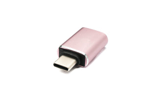 SYSTEM-S USB 3.1 adapter type C plug to 3.0 A socket 5 Gbit/s 100W in pink