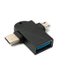 SYSTEM-S USB Y Adapter 3.1 Type C &amp; 2.0 Micro B Male to 3.0 A Female Loop in Black