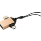 SYSTEM-S USB Y Adapter 3.1 Typ C & 2.0 Micro B Stecker zu 3.0 A Buchse Schlaufe in Rosa Gelb