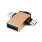 SYSTEM-S USB Y Adapter 3.1 Typ C & 2.0 Micro B Stecker zu 3.0 A Buchse Schlaufe in Rosa Gelb