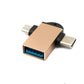 SYSTEM-S USB Y Adapter 3.1 Typ C & 2.0 Micro B Stecker zu 3.0 A Buchse Schlaufe in Rosa Gelb