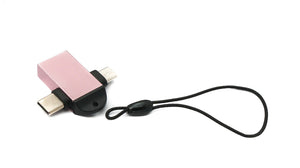 SYSTEM-S USB Y Adapter 3.1 Typ C & 2.0 Micro B Stecker zu 3.0 A Buchse Schlaufe in Pink