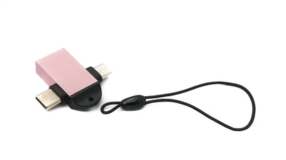 Adaptateur USB Y SYSTEM-S 3.1 Type C et 2.0 Micro B mâle vers boucle femelle 3.0 A en rose