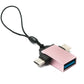 SYSTEM-S USB Y Adapter 3.1 Typ C & 2.0 Micro B Stecker zu 3.0 A Buchse Schlaufe in Pink