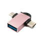 SYSTEM-S USB Y Adapter 3.1 Type C &amp; 2.0 Micro B Male to 3.0 A Female Loop in Pink