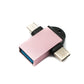 SYSTEM-S USB Y Adapter 3.1 Typ C & 2.0 Micro B Stecker zu 3.0 A Buchse Schlaufe in Pink