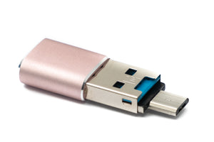 System-S 3 in 1 MicroSD Adapter Kartenleser Card Reader USB A 3.0 aus Micro USB und USB Typ C