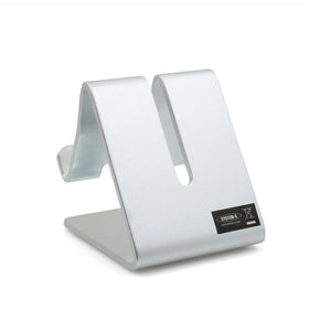 System-S metal holder stand in silver for cell phone, smartphone, e-book reader, tablet PC