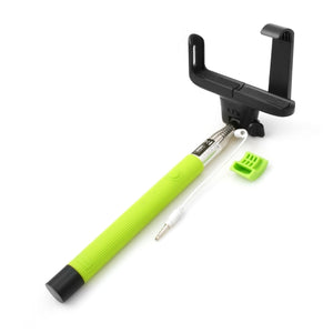 System-S Universal Monopod Selfiepod Support de canne télescopique pour selfiestick (env. 23,5 cm - 100 cm de longueur) avec vis ¾ et adaptateur (env. 6 cm - 8,5 cm de largeur) pour selfies avec obturateur à distance vert