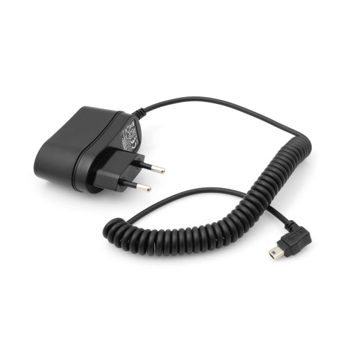 System-S Mini USB 2.0 Ladegerät 90 Grad gewinkelt Winkelstecker Reise Netzteil (Eurostecker Type C) Ladekabel Spiralkabel ca. 150 cm