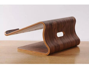 SYSTEM-S Real Wood Universal Notebook Stand Laptop Netbook Stand Holder Wood Ergonomic in brown