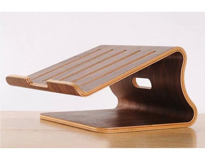 SYSTEM-S Real Wood Universal Notebook Stand Laptop Netbook Stand Holder Wood Ergonomic in brown