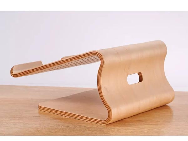 SAMDI Support universel en bois véritable pour ordinateur portable et netbook - Support ergonomique en bois - Beige