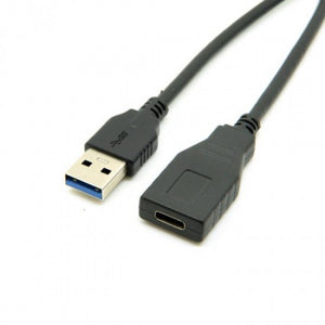System-S USB 3.1 Type C (female) zu USB 3.0 Type A (male) Datenkabel Ladekabel Adapter Kabel Verlängerung 30 cm