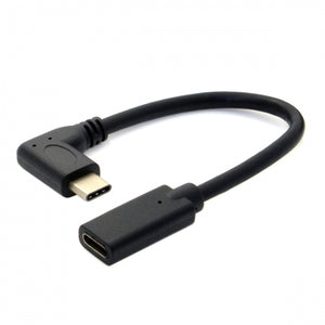 System-S USB 3.1 Type C (female) zu USB 3.1 Type C (male) 90° rechts gewinkelt Adapter Kabel Verlängerung 20 cm