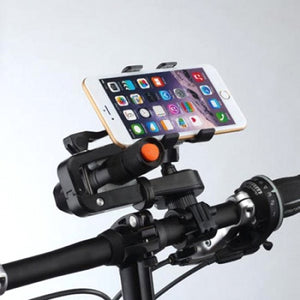 SYSTEM-S 2in1 universal bicycle light and smartphone mobile phone holder attachment flashlight holder in black