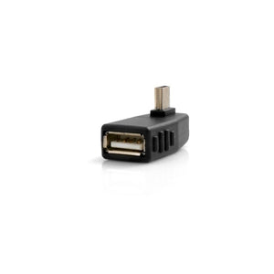 SYSTEM-S OTG adapter USB A host input to mini USB plug adapter 90° left angle plug on-the-go host cable