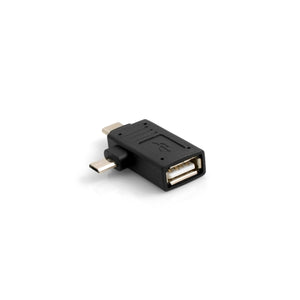 SYSTEM-S USB Type A 2.0. Female to Micro USB male and USB Type C 3.1 90° OTG host flash drive connection adapter for smartphone tablet PC